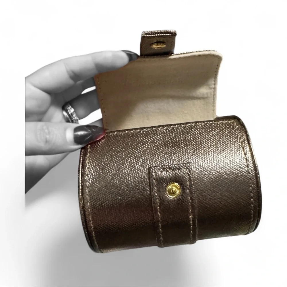 Metallic Brown Leather Watch Travel Case